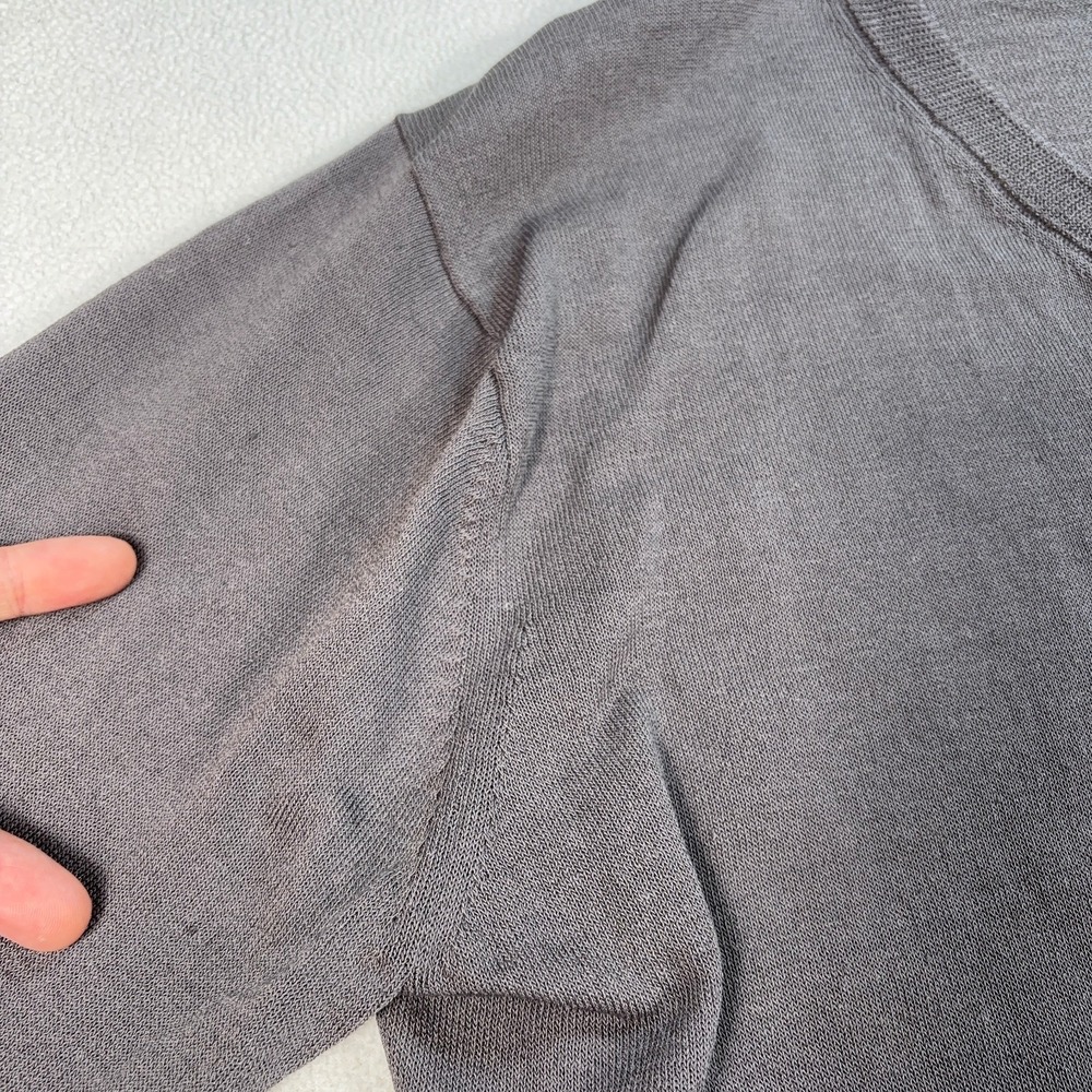 Muji True Hemp Blend Sweater Women's L Gray V-Neck Lightweight BA1OH24S - Picture 10 of 15
